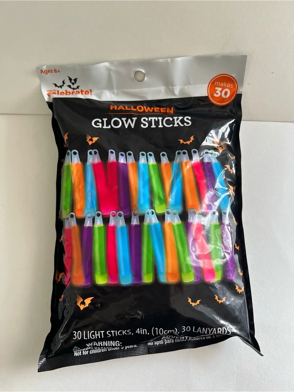 Halloween 30 count glow sticks with lanyards